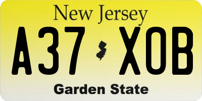 NJ license plate A37XOB