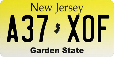 NJ license plate A37XOF