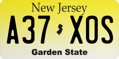 NJ license plate A37XOS