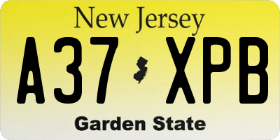 NJ license plate A37XPB
