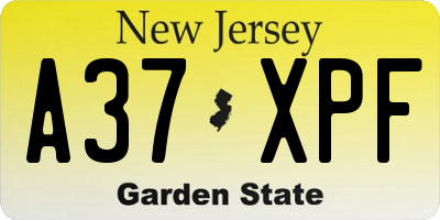 NJ license plate A37XPF