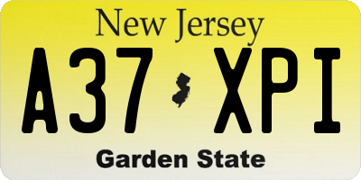 NJ license plate A37XPI