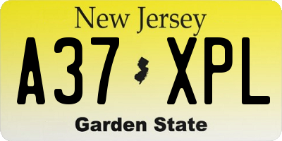 NJ license plate A37XPL