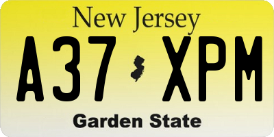 NJ license plate A37XPM