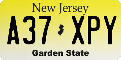 NJ license plate A37XPY