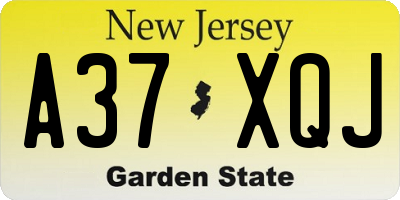 NJ license plate A37XQJ