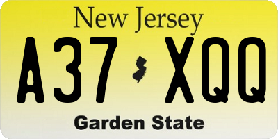 NJ license plate A37XQQ
