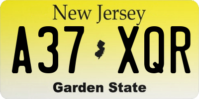 NJ license plate A37XQR