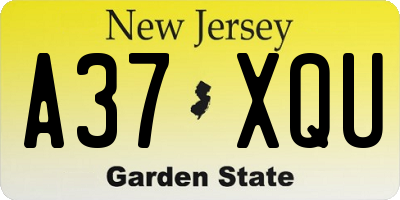NJ license plate A37XQU