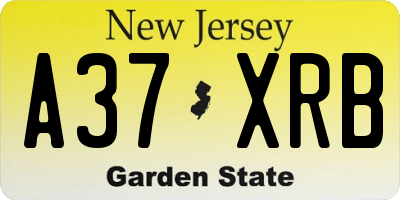 NJ license plate A37XRB