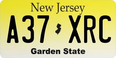 NJ license plate A37XRC