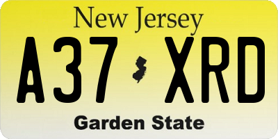 NJ license plate A37XRD