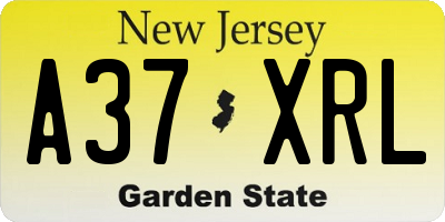NJ license plate A37XRL