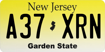 NJ license plate A37XRN