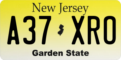 NJ license plate A37XRO