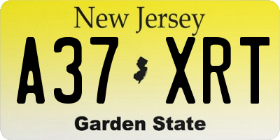 NJ license plate A37XRT