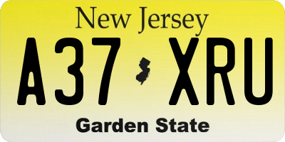 NJ license plate A37XRU