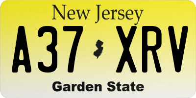 NJ license plate A37XRV