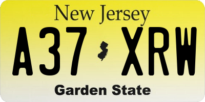 NJ license plate A37XRW