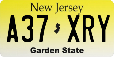 NJ license plate A37XRY