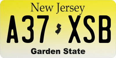 NJ license plate A37XSB