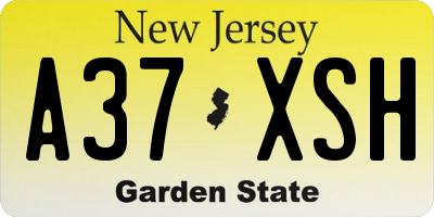 NJ license plate A37XSH
