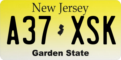 NJ license plate A37XSK