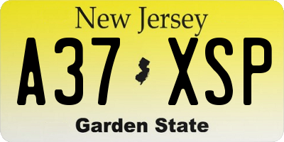 NJ license plate A37XSP