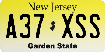 NJ license plate A37XSS