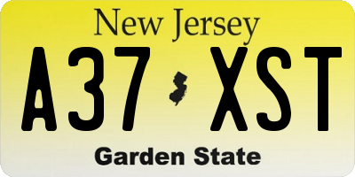 NJ license plate A37XST