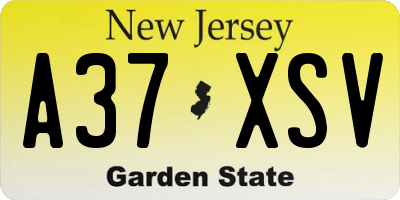 NJ license plate A37XSV