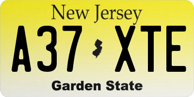 NJ license plate A37XTE