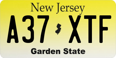 NJ license plate A37XTF