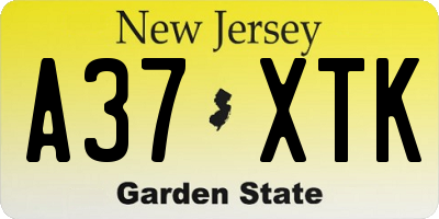 NJ license plate A37XTK