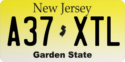 NJ license plate A37XTL