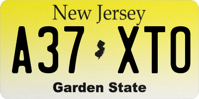 NJ license plate A37XTO