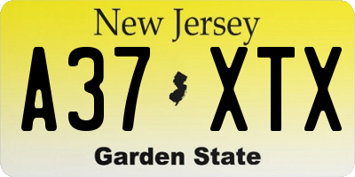 NJ license plate A37XTX