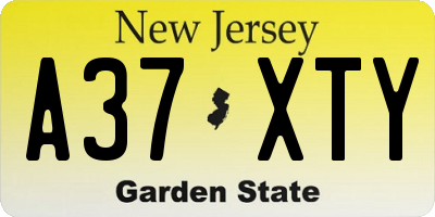 NJ license plate A37XTY