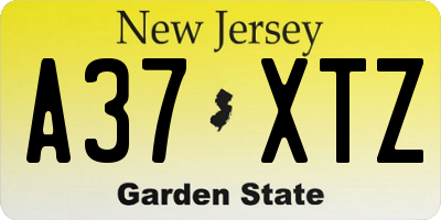 NJ license plate A37XTZ