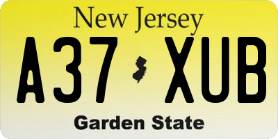 NJ license plate A37XUB