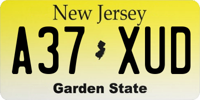 NJ license plate A37XUD