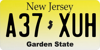 NJ license plate A37XUH