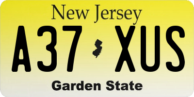NJ license plate A37XUS