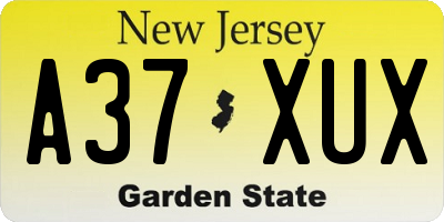 NJ license plate A37XUX