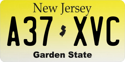 NJ license plate A37XVC
