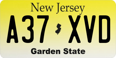 NJ license plate A37XVD