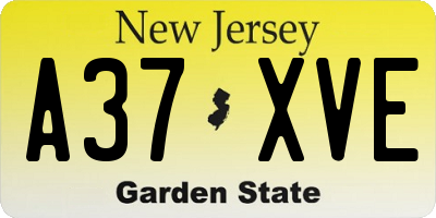 NJ license plate A37XVE
