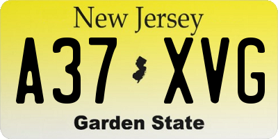 NJ license plate A37XVG