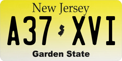 NJ license plate A37XVI
