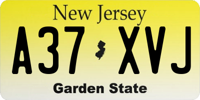 NJ license plate A37XVJ